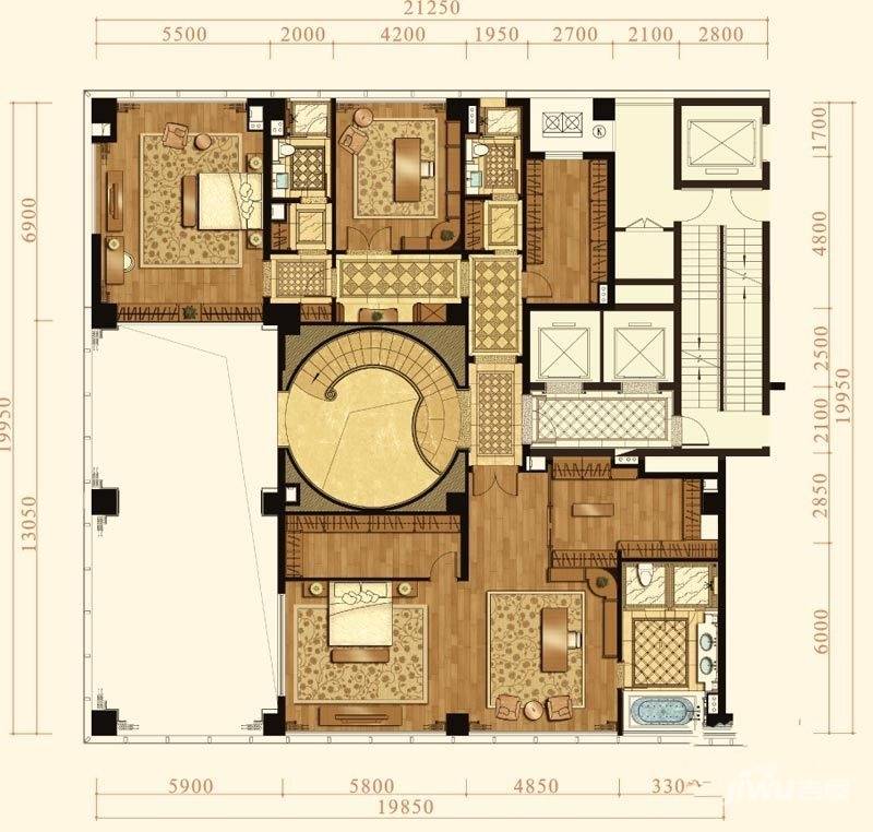 绿城蓝色钱江5室3厅7卫713㎡户型图