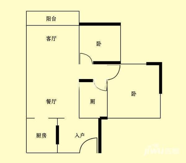 御金沙2室2厅2卫80㎡户型图