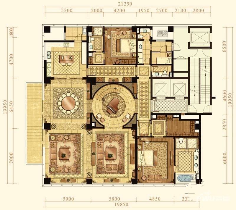 绿城蓝色钱江5室3厅7卫713㎡户型图