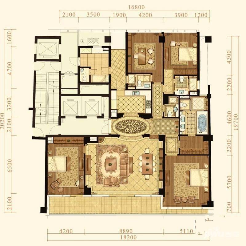 绿城蓝色钱江4室2厅5卫425㎡户型图