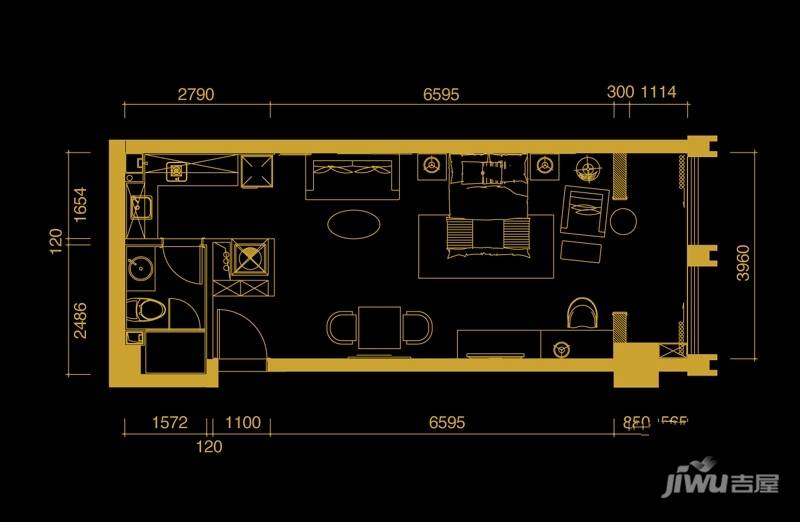 方正360空间1室1厅1卫65㎡户型图