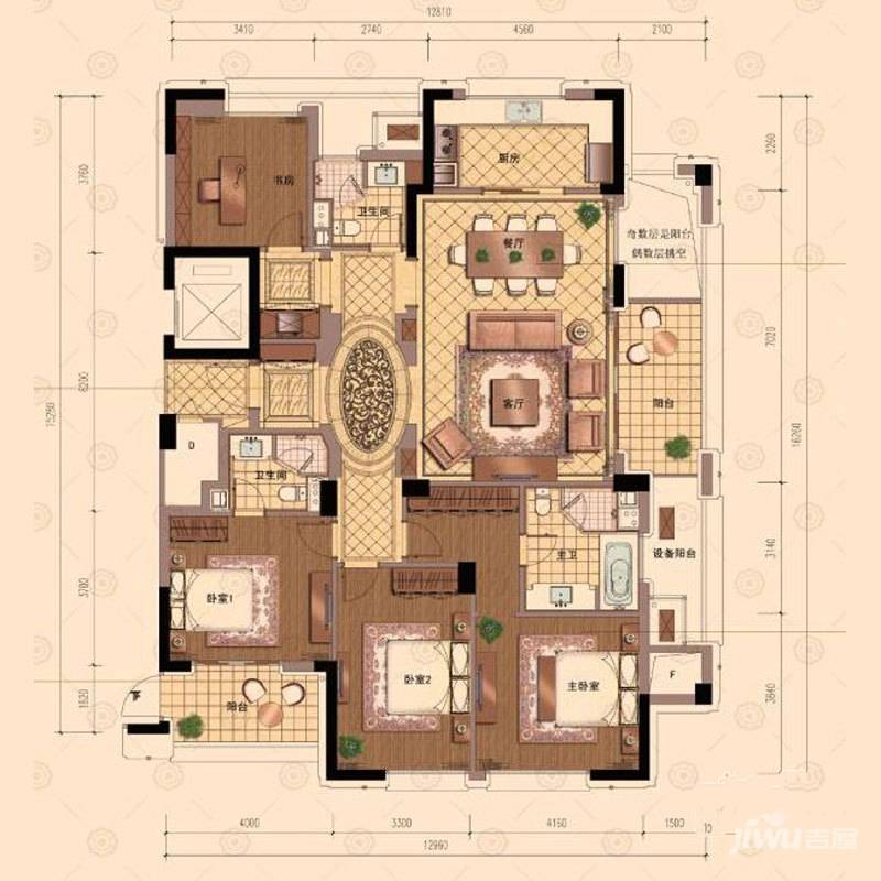 绿城玉园4室2厅3卫204㎡户型图