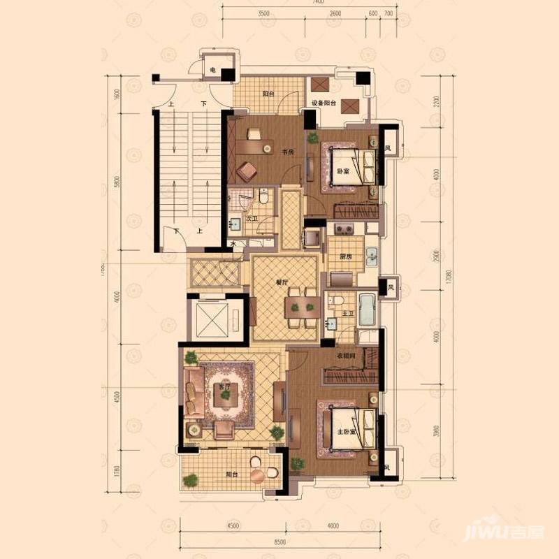 绿城玉园3室2厅2卫138㎡户型图