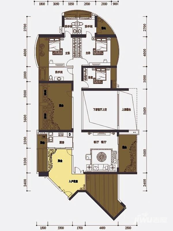 龙光君悦龙庭3室2厅2卫169㎡户型图