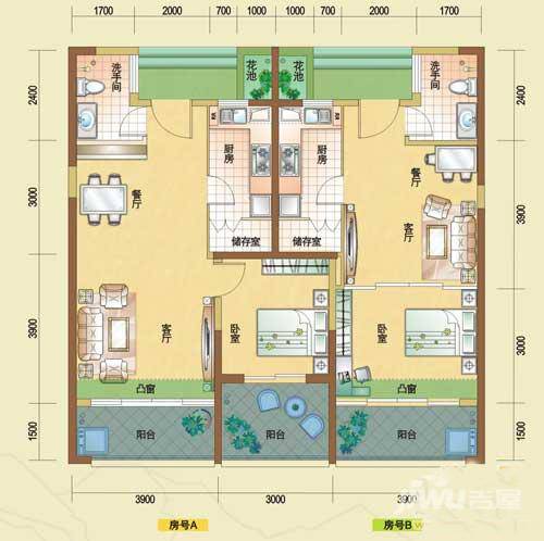 振业峦山谷1室2厅1卫78㎡户型图