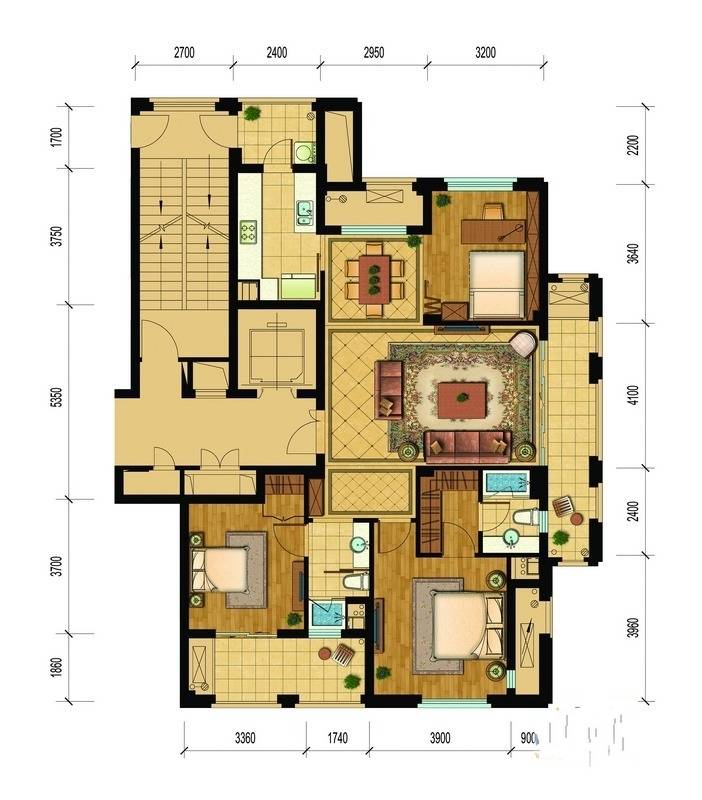 桂花星城3室2厅2卫143㎡户型图