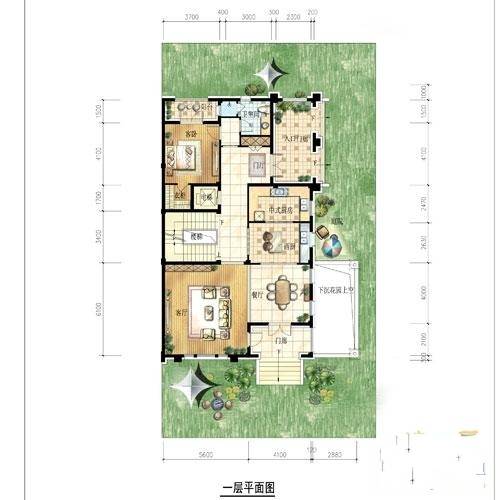 金都夏宫1室2厅1卫100㎡户型图