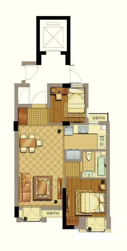 郡原九衡公寓2室2厅1卫62㎡户型图