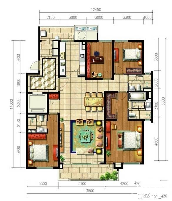 凯德龙湾4室3厅2卫205㎡户型图