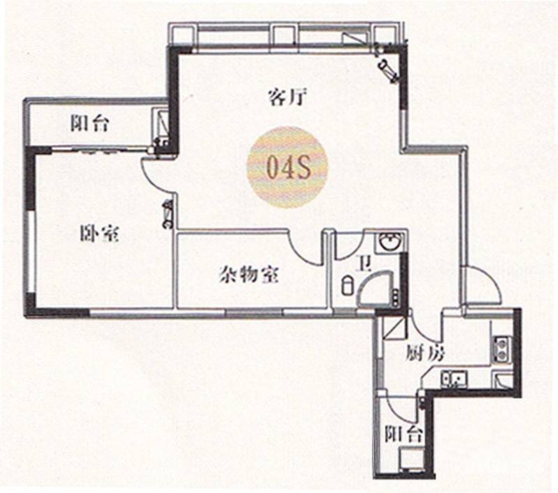 金河湾家园2室1厅1卫86㎡户型图