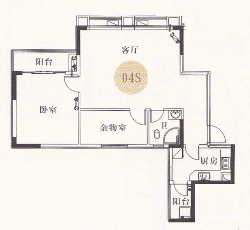 金河湾家园2室1厅1卫87㎡户型图