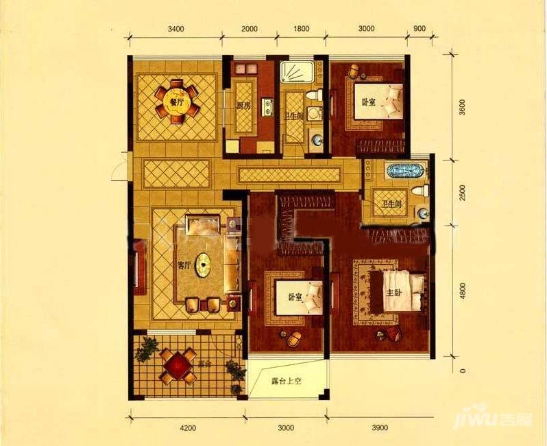 野风启城3室2厅2卫135㎡户型图