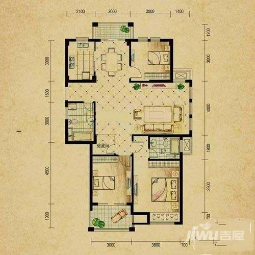 华立和郡3室2厅2卫121㎡户型图