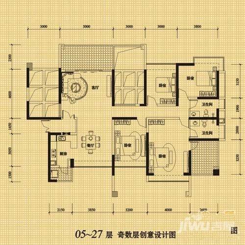 金光华龙岸花园4室2厅2卫156㎡户型图