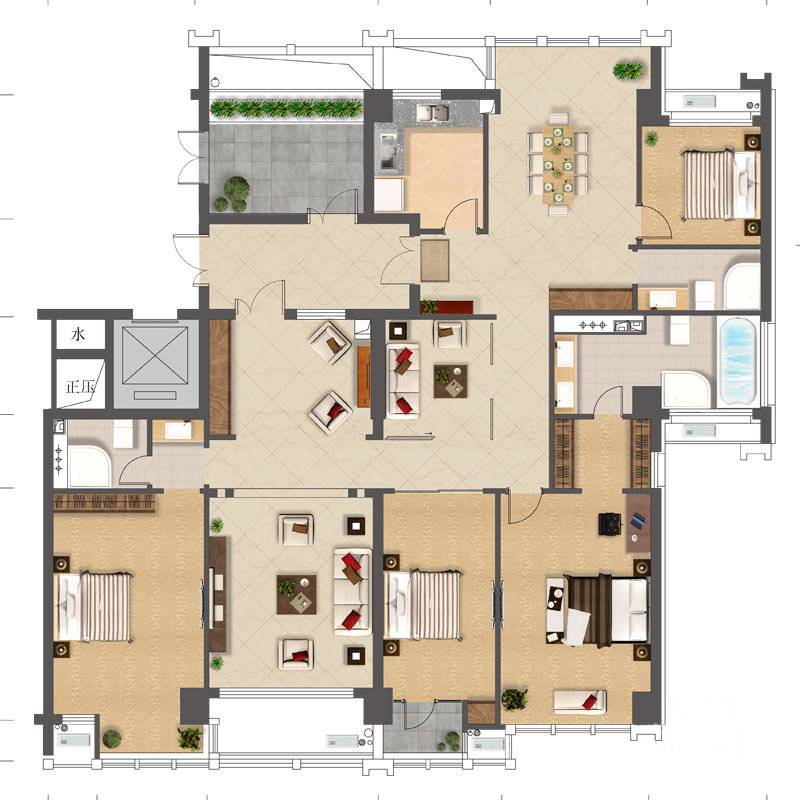 众安启航社4室3厅2卫259㎡户型图