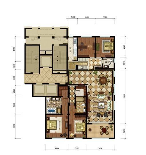 滨江城市之星4室2厅3卫293㎡户型图