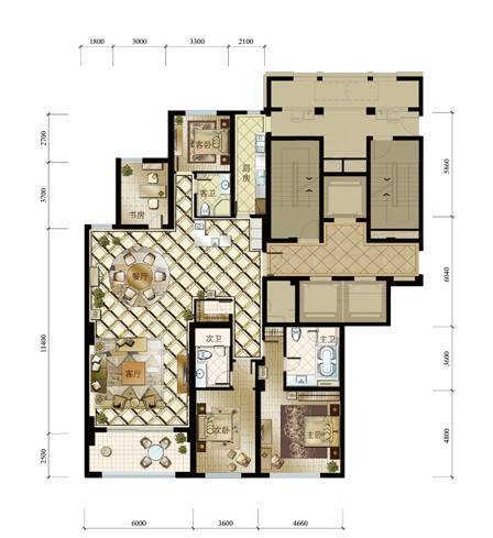 滨江城市之星4室2厅3卫280㎡户型图