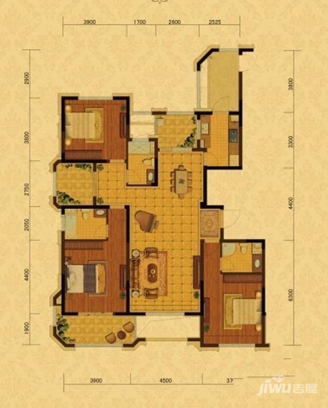 保利香槟国际3室2厅3卫159㎡户型图