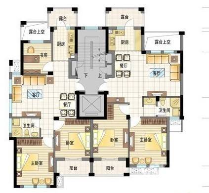 西溪山庄2室2厅1卫89㎡户型图