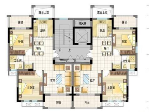 西溪山庄2室2厅1卫89㎡户型图