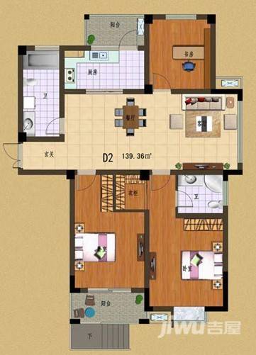 远邦嘉裕天城3室2厅2卫139㎡户型图