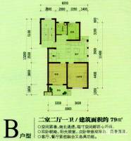 华源福临花苑2室2厅1卫79㎡户型图