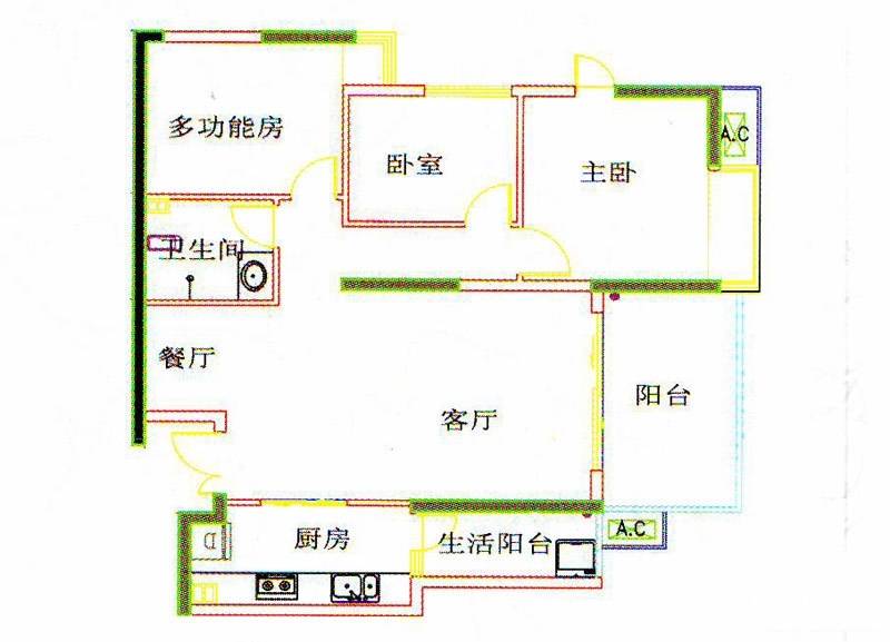 帝璟佳苑3室2厅1卫103.4㎡户型图