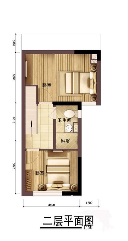 保利湾天地2室0厅1卫45㎡户型图