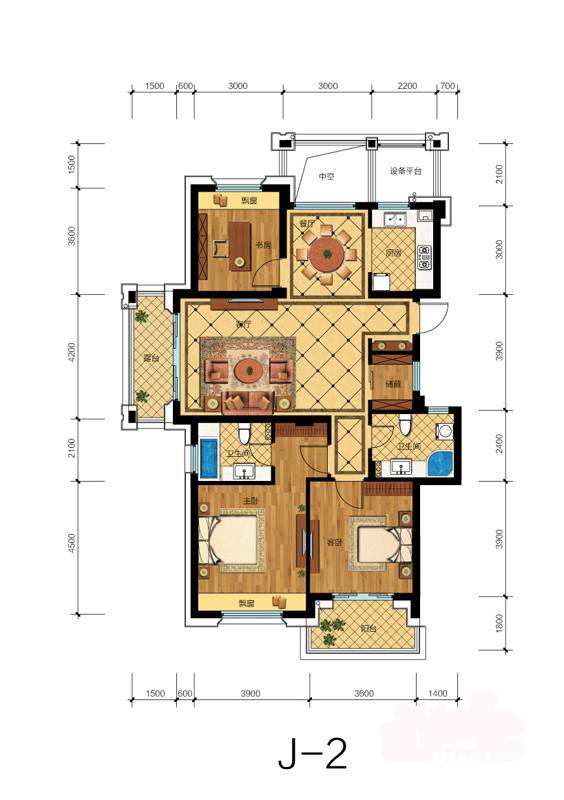 滨江金色黎明3室2厅2卫134㎡户型图