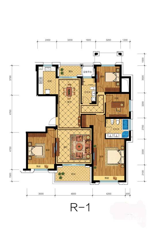 滨江金色黎明4室2厅2卫173㎡户型图