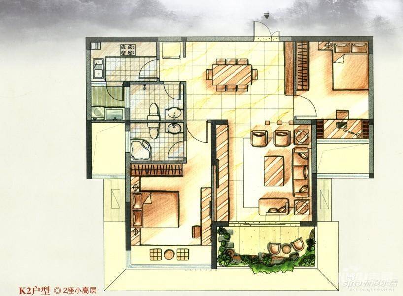 岳州帝苑普通住宅100㎡户型图