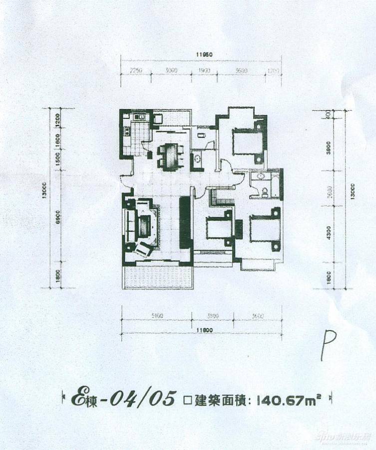 蓝湖水岸普通住宅140.7㎡户型图