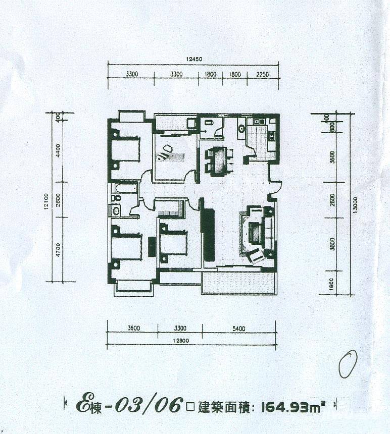 蓝湖水岸普通住宅164.9㎡户型图