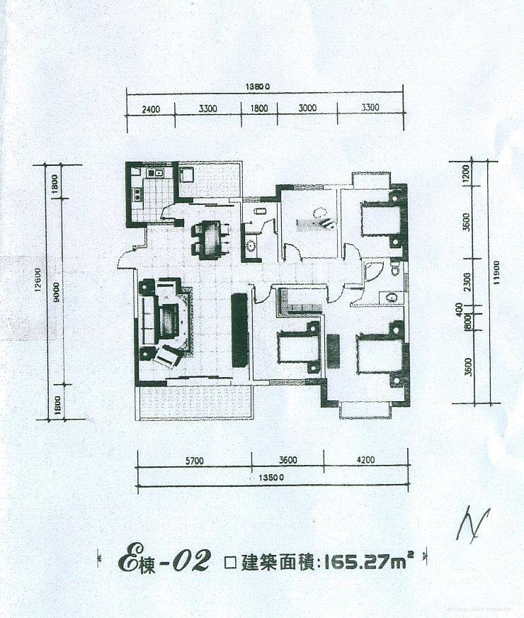 蓝湖水岸普通住宅165.3㎡户型图