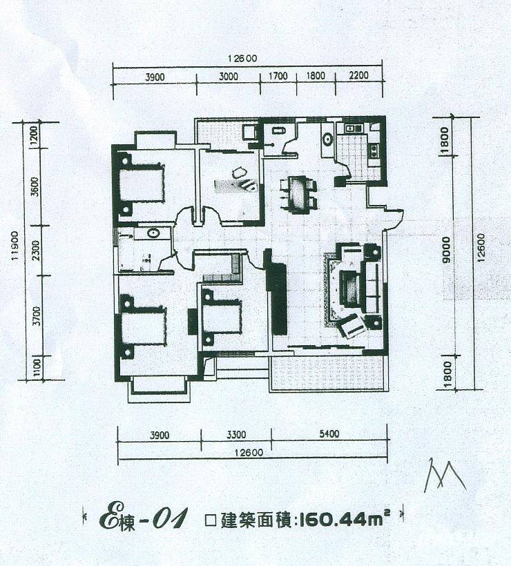 蓝湖水岸普通住宅160.4㎡户型图