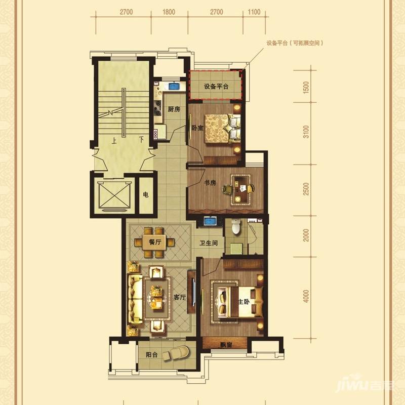 文溪鼎园3室2厅1卫89㎡户型图