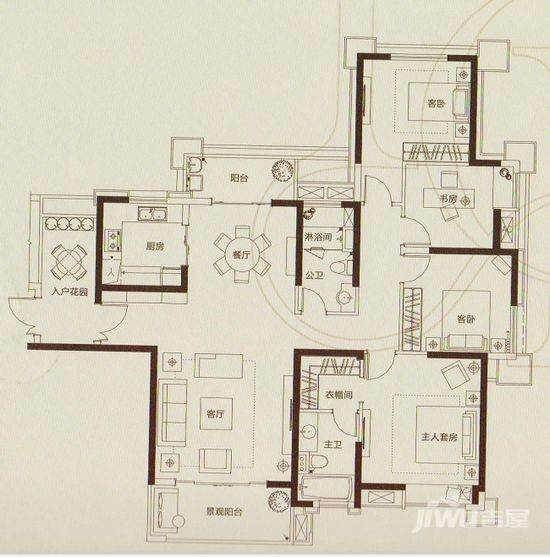 保利国际广场4室2厅2卫166㎡户型图