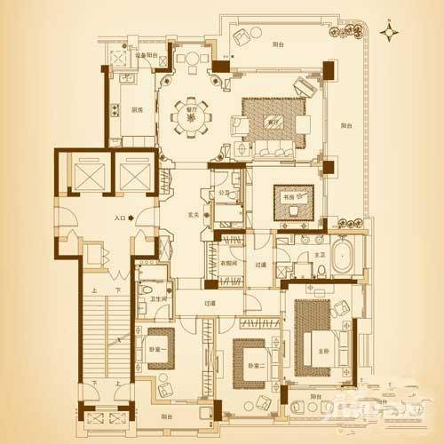 彩虹豪庭4室2厅3卫263㎡户型图