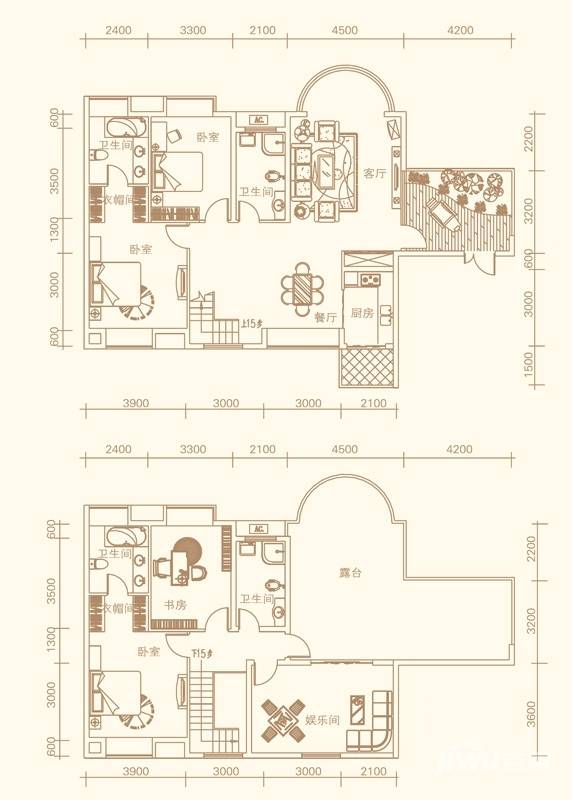 紫金庄园4室2厅4卫241.8㎡户型图