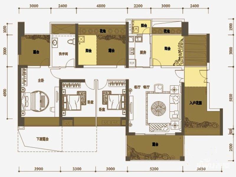 龙光君悦龙庭3室2厅1卫139㎡户型图