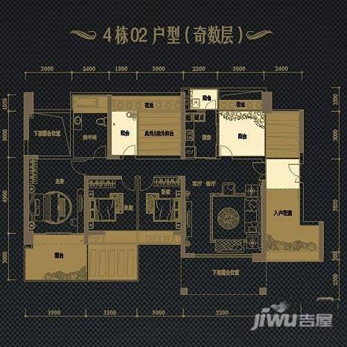 龙光君悦龙庭3室2厅1卫139㎡户型图