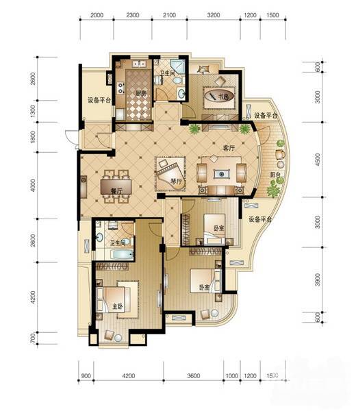 翡翠城4室3厅2卫户型图