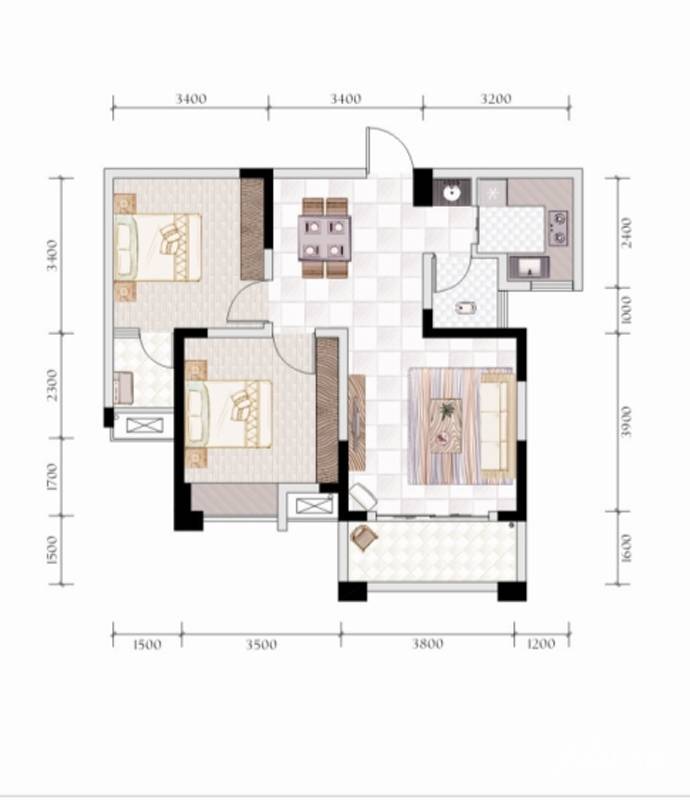 高林仕家2室2厅1卫78.5㎡户型图