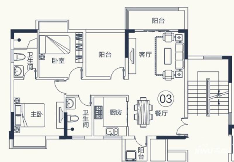 怡泰雅苑2室2厅2卫90㎡户型图