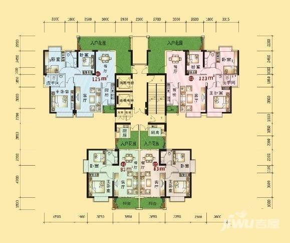 东方威尼斯3室2厅2卫125㎡户型图