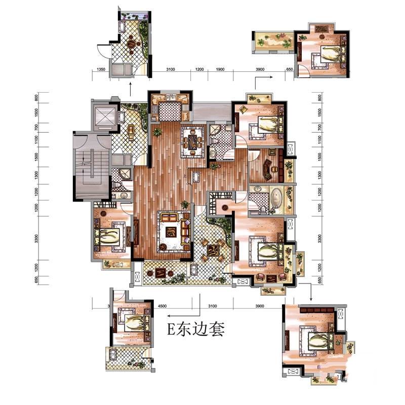 德意空港国际4室2厅3卫170.7㎡户型图