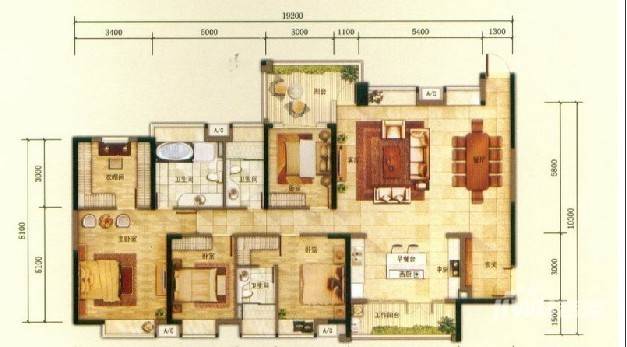 森林湖兰溪谷4室2厅3卫210㎡户型图