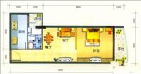 锦华水岸居1室1厅1卫57.8㎡户型图