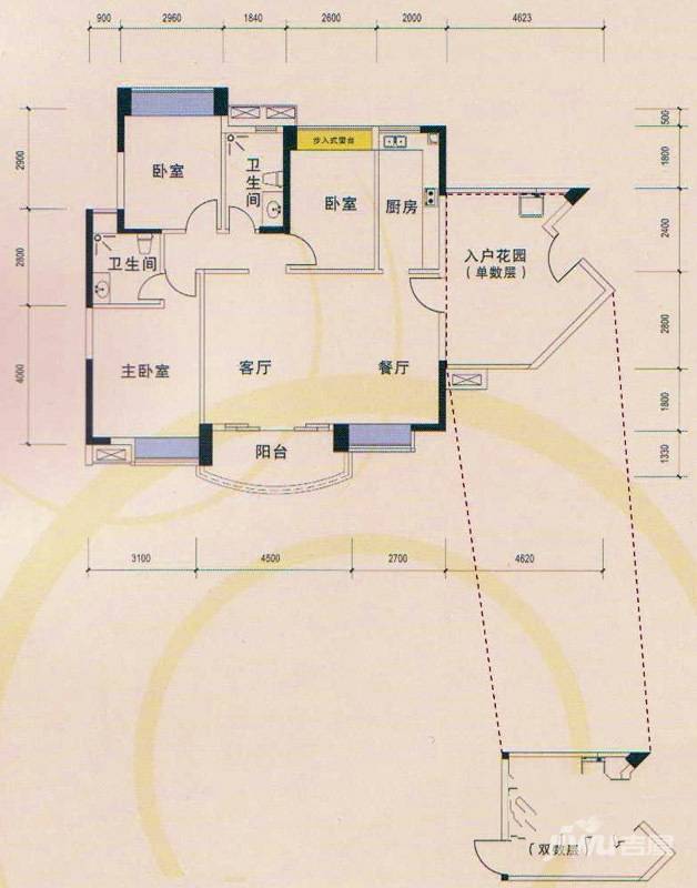 尚湖轩3室2厅2卫111㎡户型图