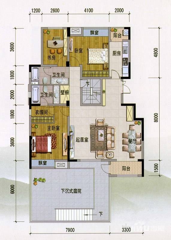 紫玉山庄3室2厅2卫145.7㎡户型图